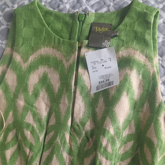 Taylor Green and Cream Textured Dress - Picture 2 of 6